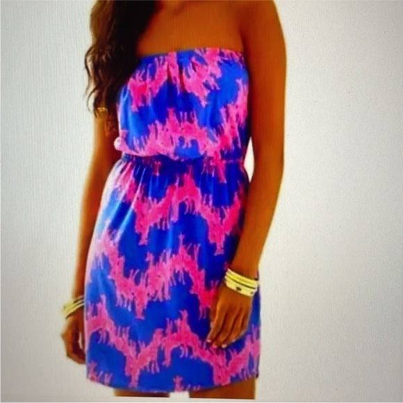 Lilly Pulitzer Strapless Windsor Dress XS Pink Purple - Picture 3 of 7
